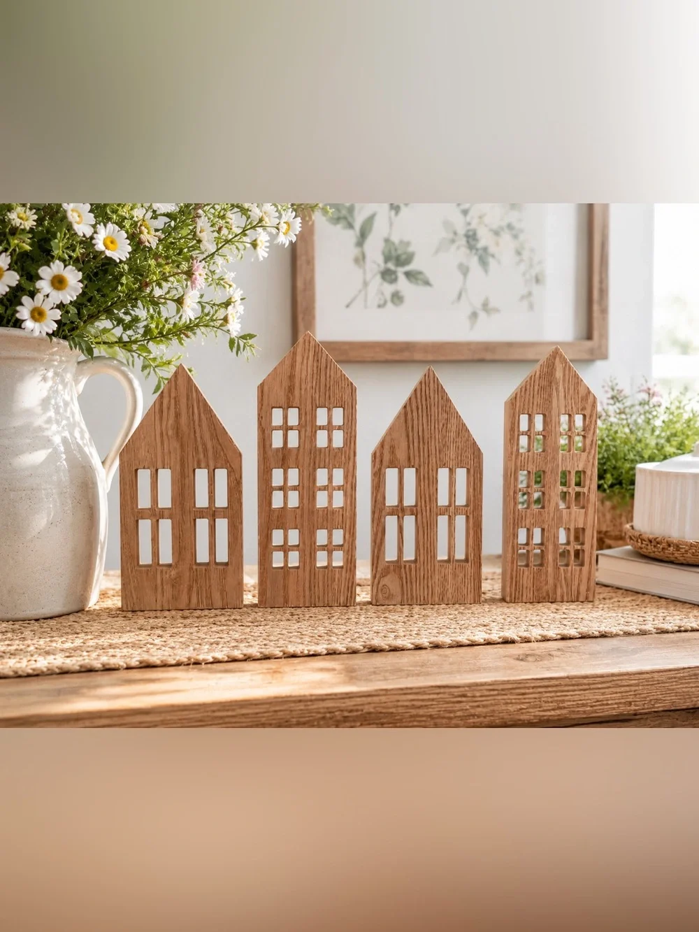 Target Bullseye’s Playground Wooden House Silhouettes Set of 4 Village Decor